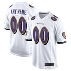Johmsee Custom B.Ravens White Home Game Stitched Jerseys