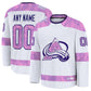 Custom C.Avalanche Fanatics 2024 Hockey Fights Cancer Practice Jersey - White Stitched American Hockey Jerseys