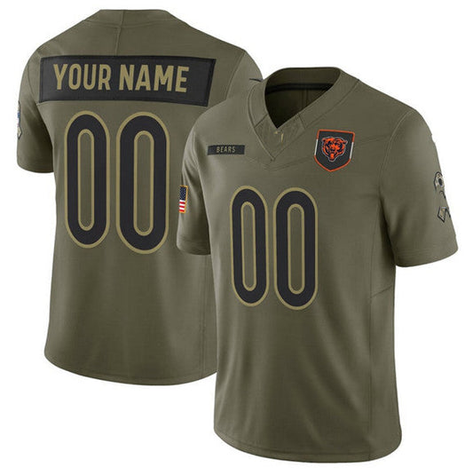 Custom C.Bears Active Player Olive 2025 F.U.S.E. Salute to Service Limited Football Stitched Jersey