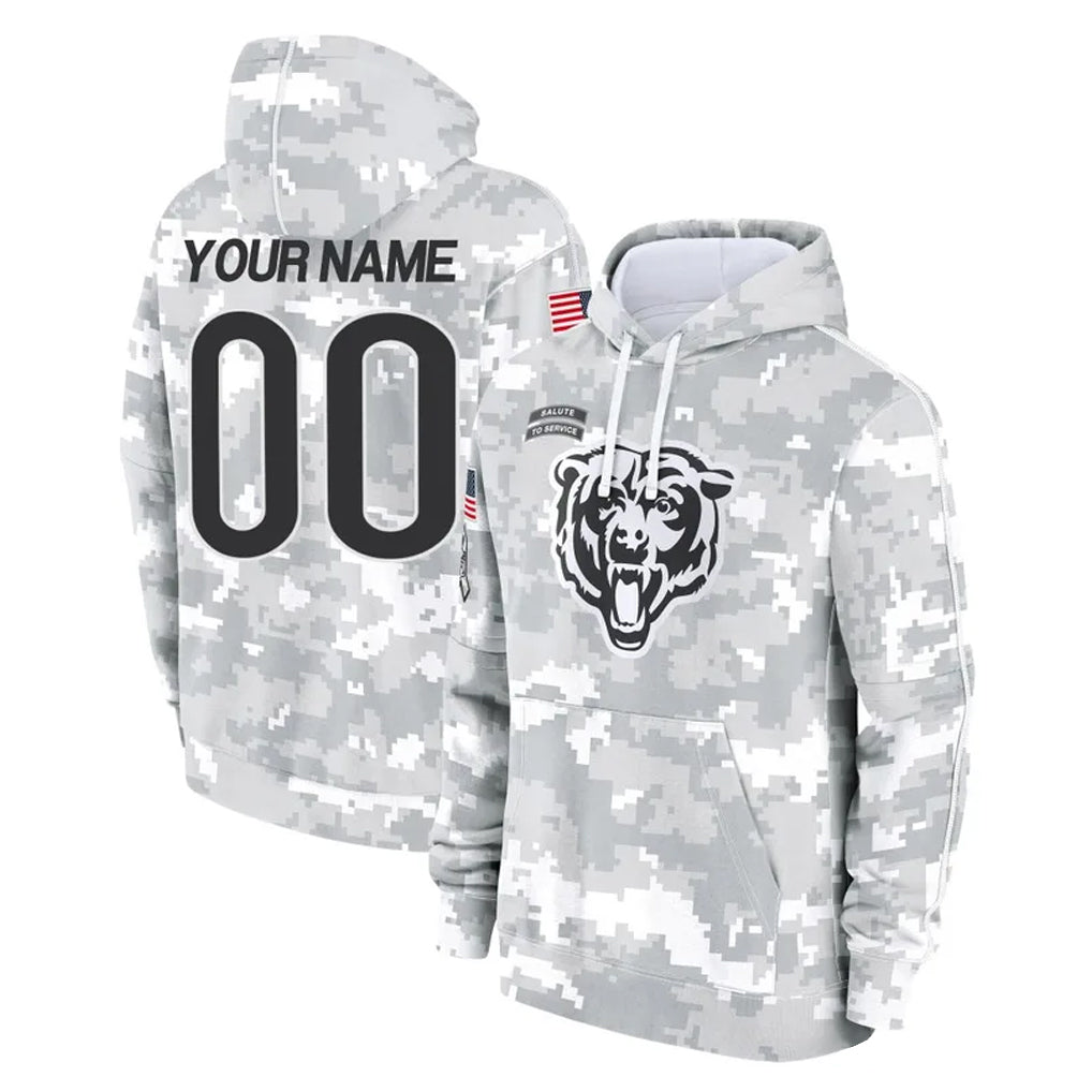 Johmsee Custom C.Bears Arctic Camo Salute to Service Pullover Hoodies Limited Any Name & Numbers Stitched Jerseys