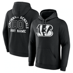Johmsee Custom C.Bengals Black Personalized Name & Number Pullover Hoodie Stitched Jerseys