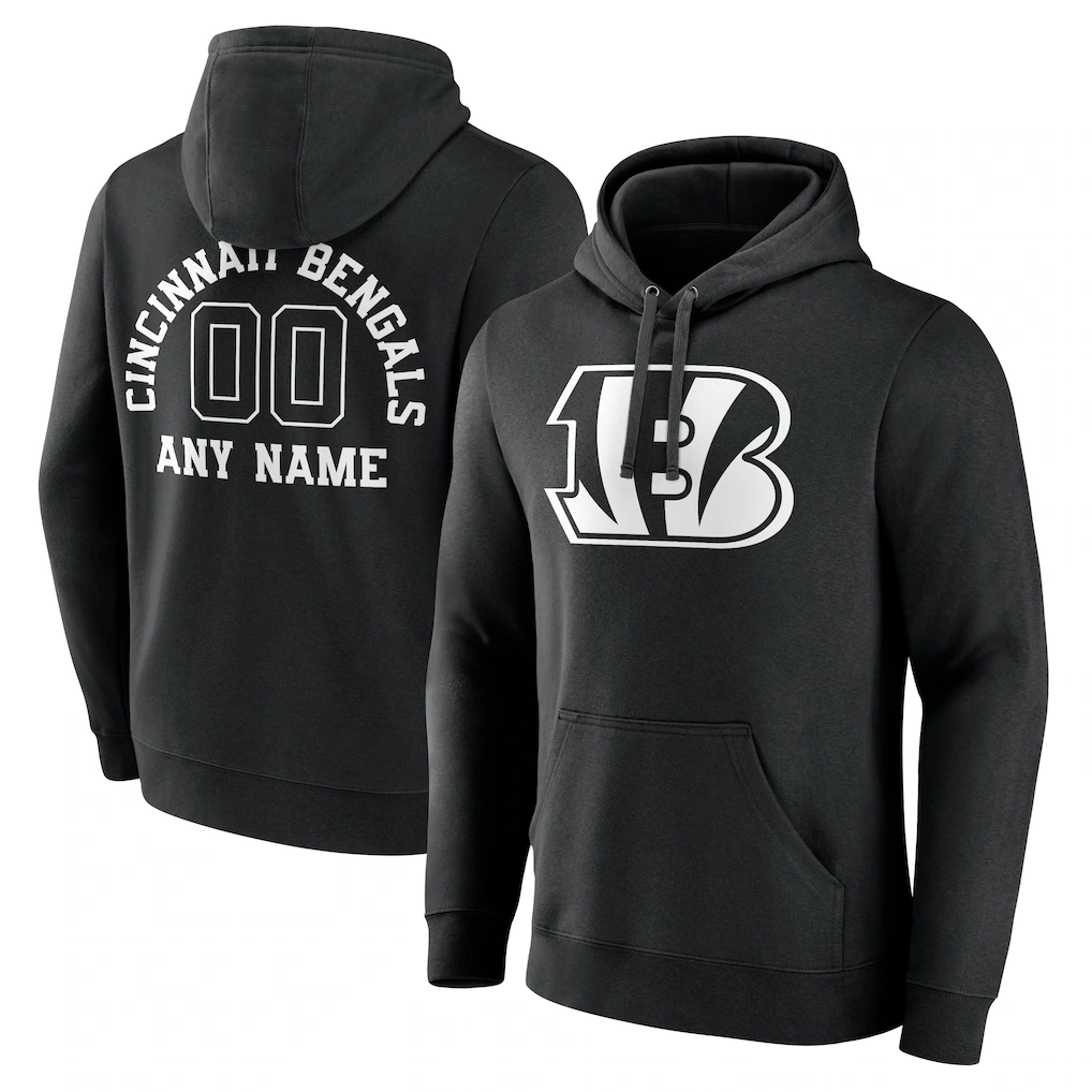 Johmsee Custom C.Bengals Black Personalized Name & Number Pullover Hoodie Stitched Jerseys