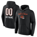 Johmsee Custom C.Bengals Black Personalized Name & Number Team Wordmark Pullover Hoodie Stitched Jerseys