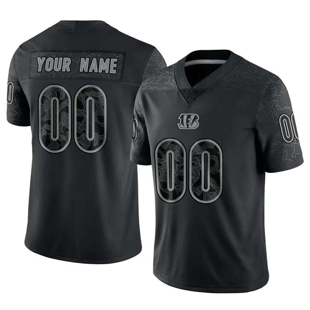 Johmsee Custom C.Bengals Black Reflective Limited Game Any Name & Numbers Stitched Jerseys