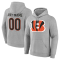 Johmsee Custom C.Bengals Gray Team Authentic Personalized Name & Number Hoodie Stitched Jerseys