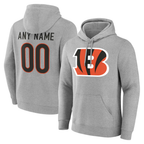 Johmsee Custom C.Bengals Gray Team Authentic Personalized Name & Number Hoodie Stitched Jerseys