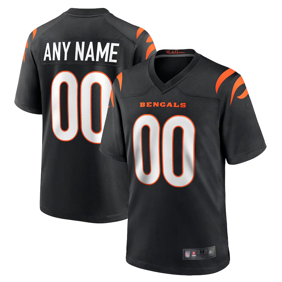 Johmsee Custom C.Bengals Home Replica Game Football Jerseys - Black - Custom