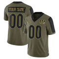 Johmsee Custom C.Bengals Olive Salute to Service Game Any Name & Numbers Stitched Jerseys