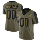 Johmsee Custom C.Bengals Olive Salute to Service Game Any Name & Numbers Stitched Jerseys