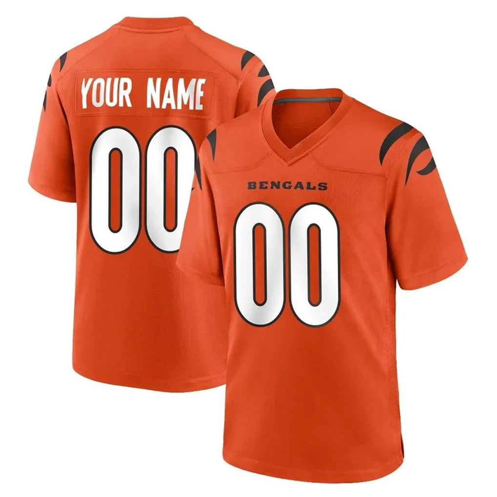 Johmsee Custom C.Bengals Orange Home Game Any Name & Numbers Stitched Jerseys
