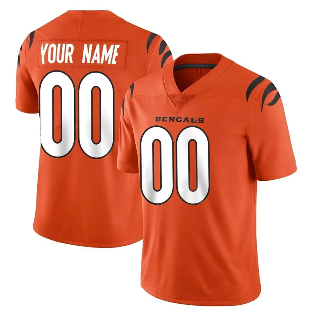 Johmsee Custom C.Bengals Orange Vapor Untouchable Limited Home Game Any Name & Numbers Stitched Jerseys