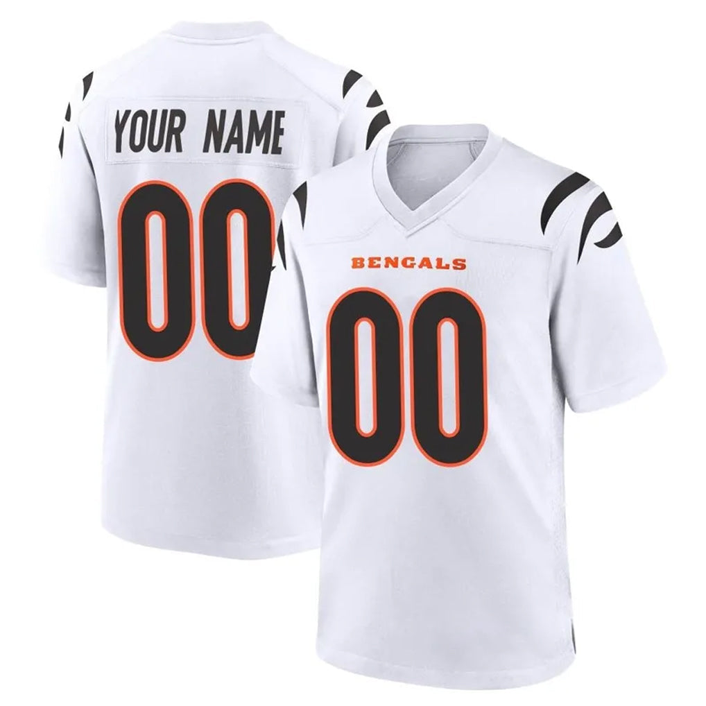 Johmsee Custom C.Bengals White Home Game Any Name & Numbers Stitched Jerseys