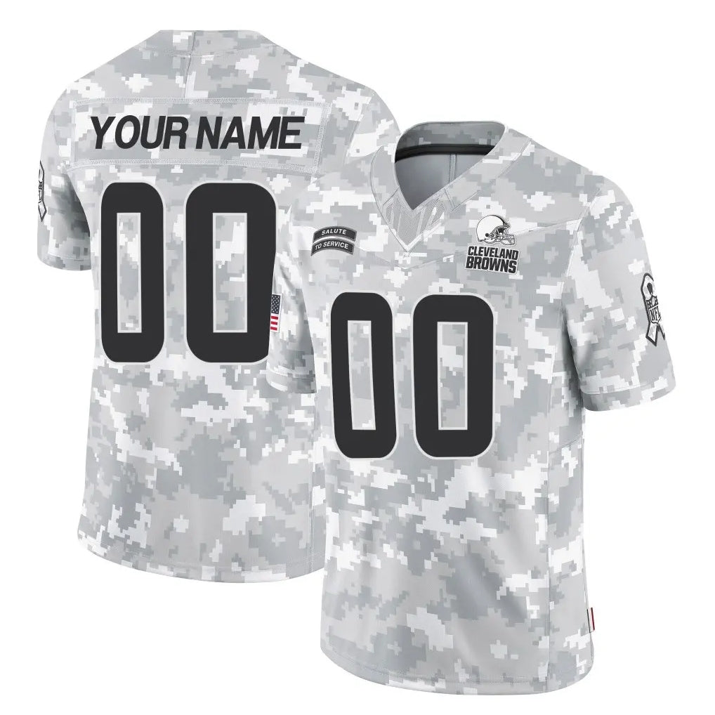 Johmsee Custom C.Browns Arctic Camo Salute to Service Limited Home Game Any Name & Numbers Stitched Jerseys