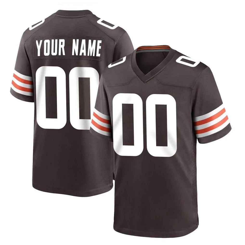 Johmsee Custom C.Browns Brown Home Game Any Name & Numbers Stitched Jerseys