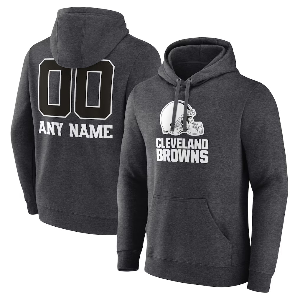 Johmsee Custom C.Browns Charcoal Primetime Logo Hoodie Any Name & Numbers Stitched Jerseys