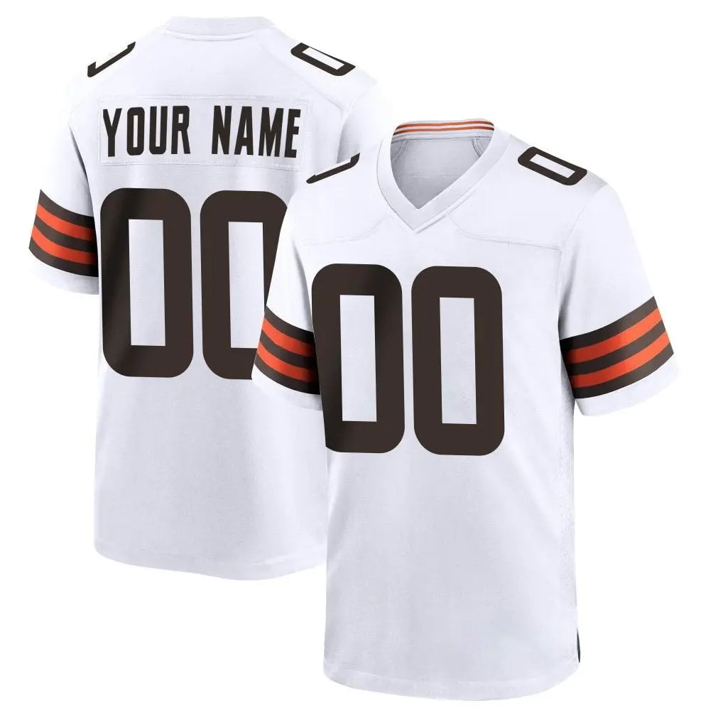 Johmsee Custom C.Browns White Home Game Any Name & Numbers Stitched Jerseys