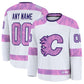 Custom C.Flames Fanatics 2024 Hockey Fights Cancer Practice Jersey - White Stitched American Hockey Jerseys