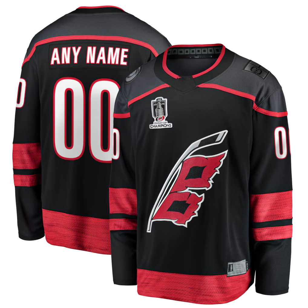 Johmsee Custom C.Hurricanes Black 2026 Stanley Cup Champions Home Breakaway Custom Stitched Jerseys