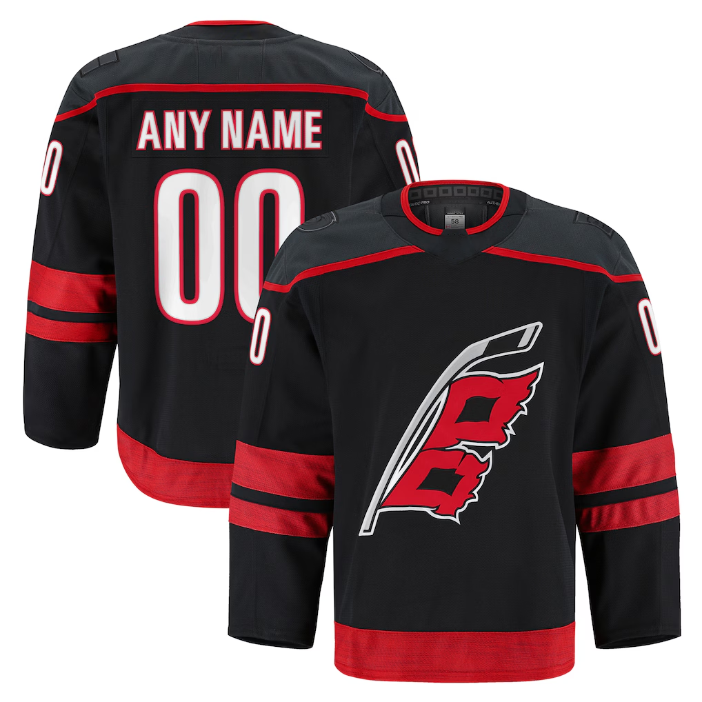 Johmsee Custom C.Hurricanes Black Home Authentic Pro Stitched Jerseys