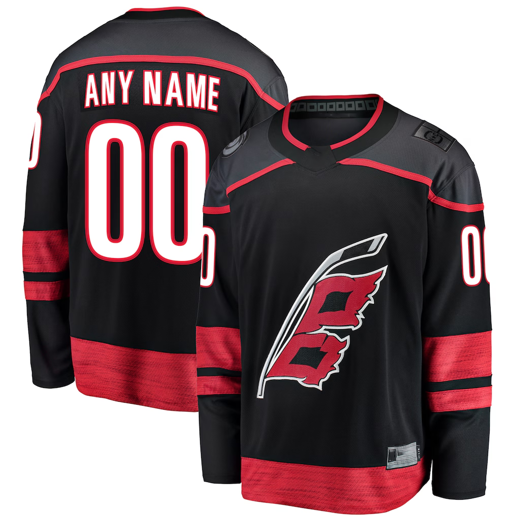 Johmsee Custom C.Hurricanes Black Home Breakaway Stitched Jerseys