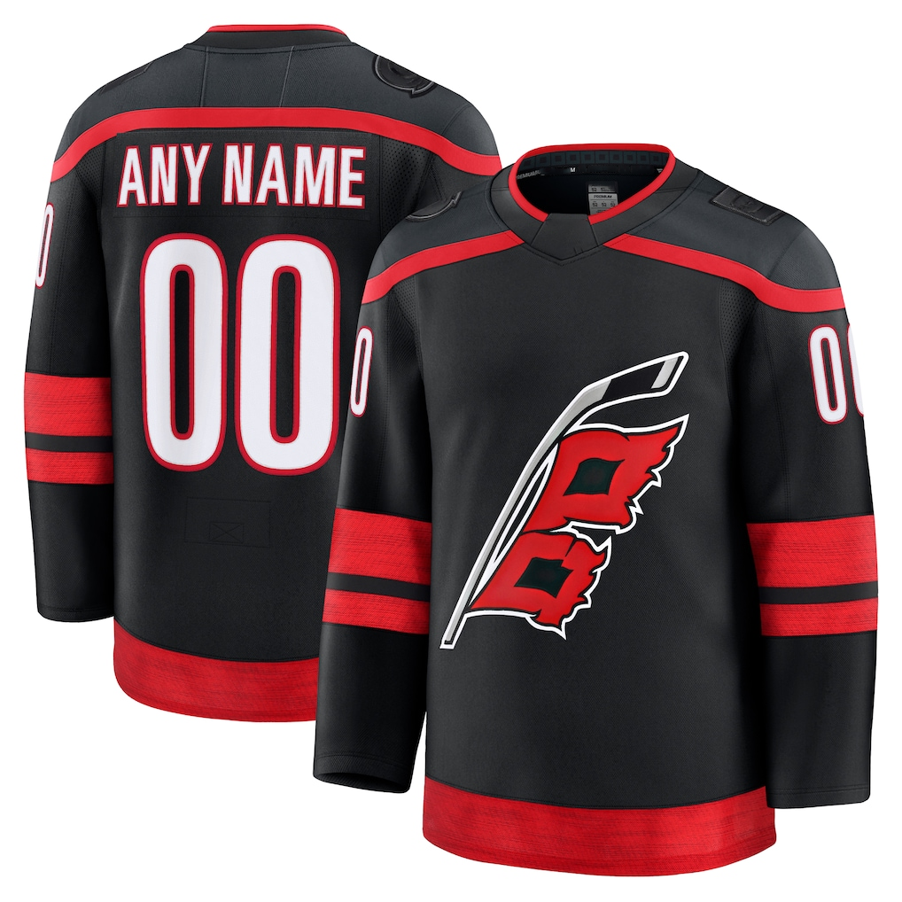 Johmsee Custom C.Hurricanes Black Home Premium Stitched Jerseys