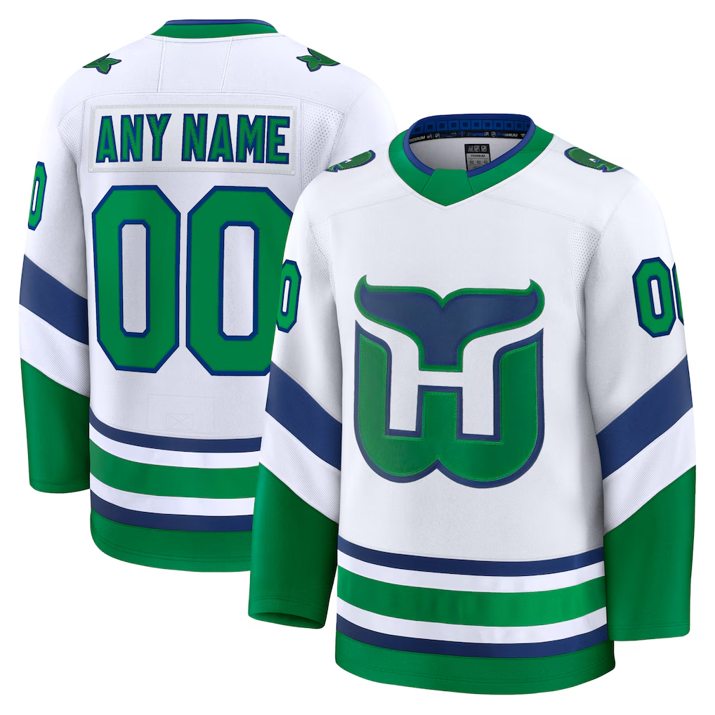 Johmsee Custom C.Hurricanes White Throwback Premium Stitched Jerseys