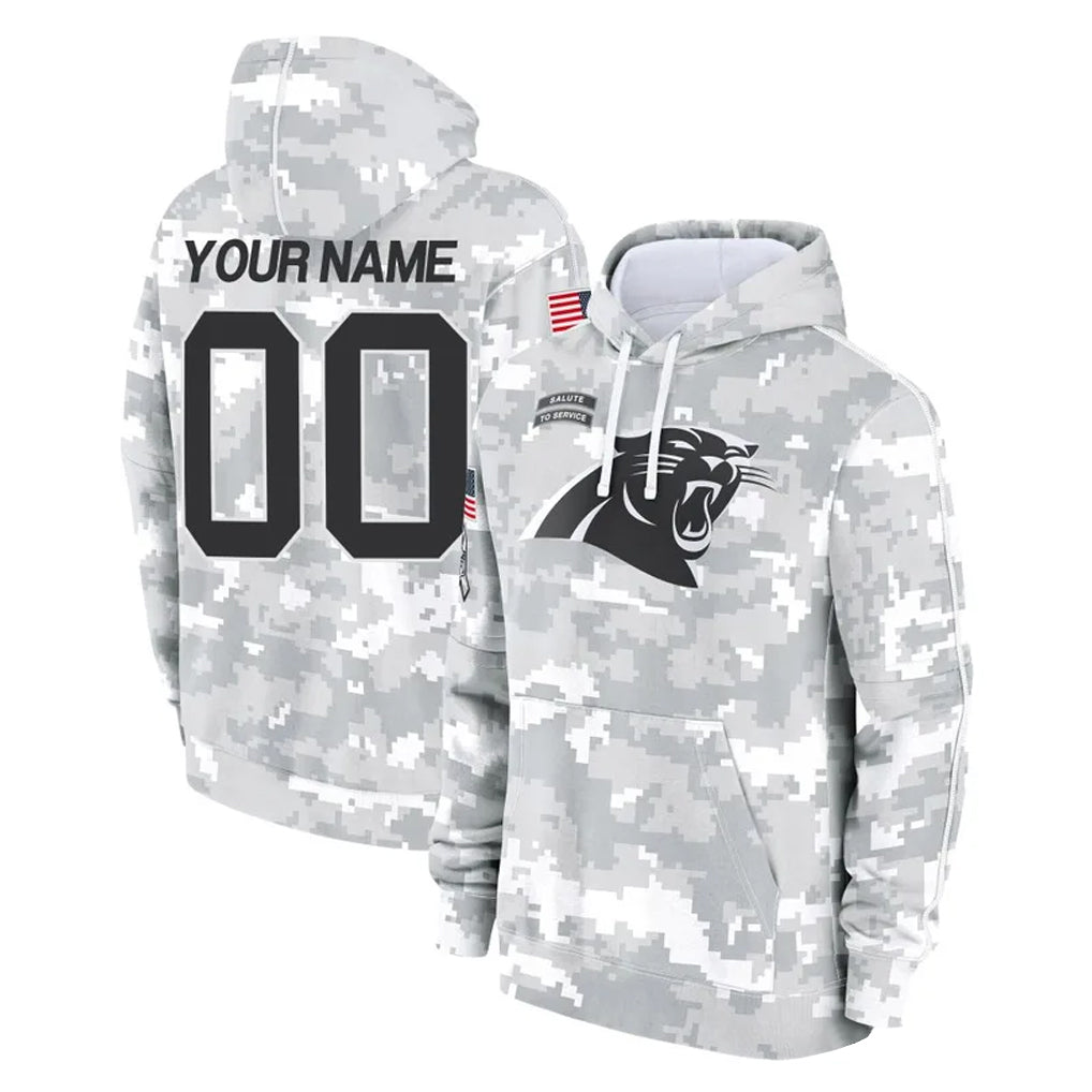 Johmsee Custom C.Panthers Arctic Camo Salute to Service Pullover Hoodies Any Name & Numbers Stitched Jerseys