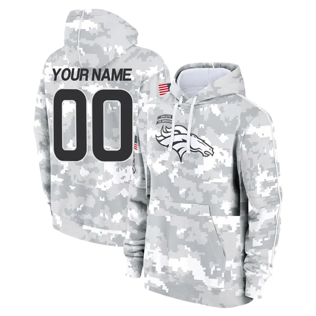 Johmsee Custom D.Broncos Arctic Camo Salute to Service Hoodies Limited Any Name & Numbers Stitched Jerseys