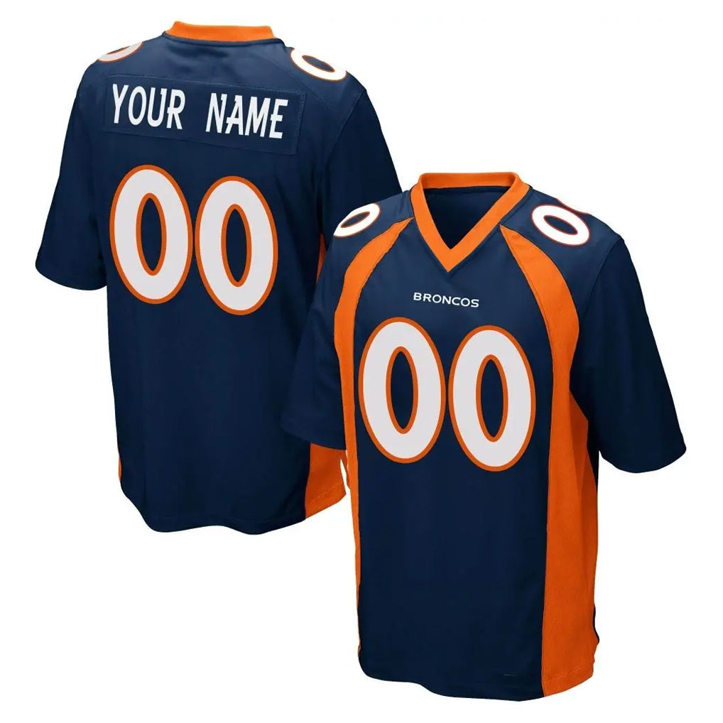 Johmsee Custom D.Broncos Navy Game Any Name & Numbers Stitched Jerseys