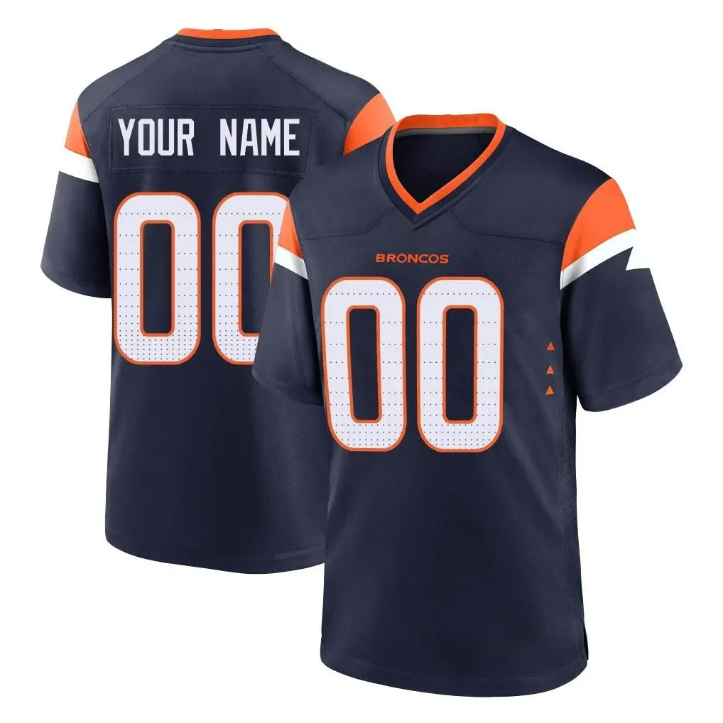 Johmsee Custom D.Broncos Navy Home Game Any Name & Numbers Stitched Jerseys