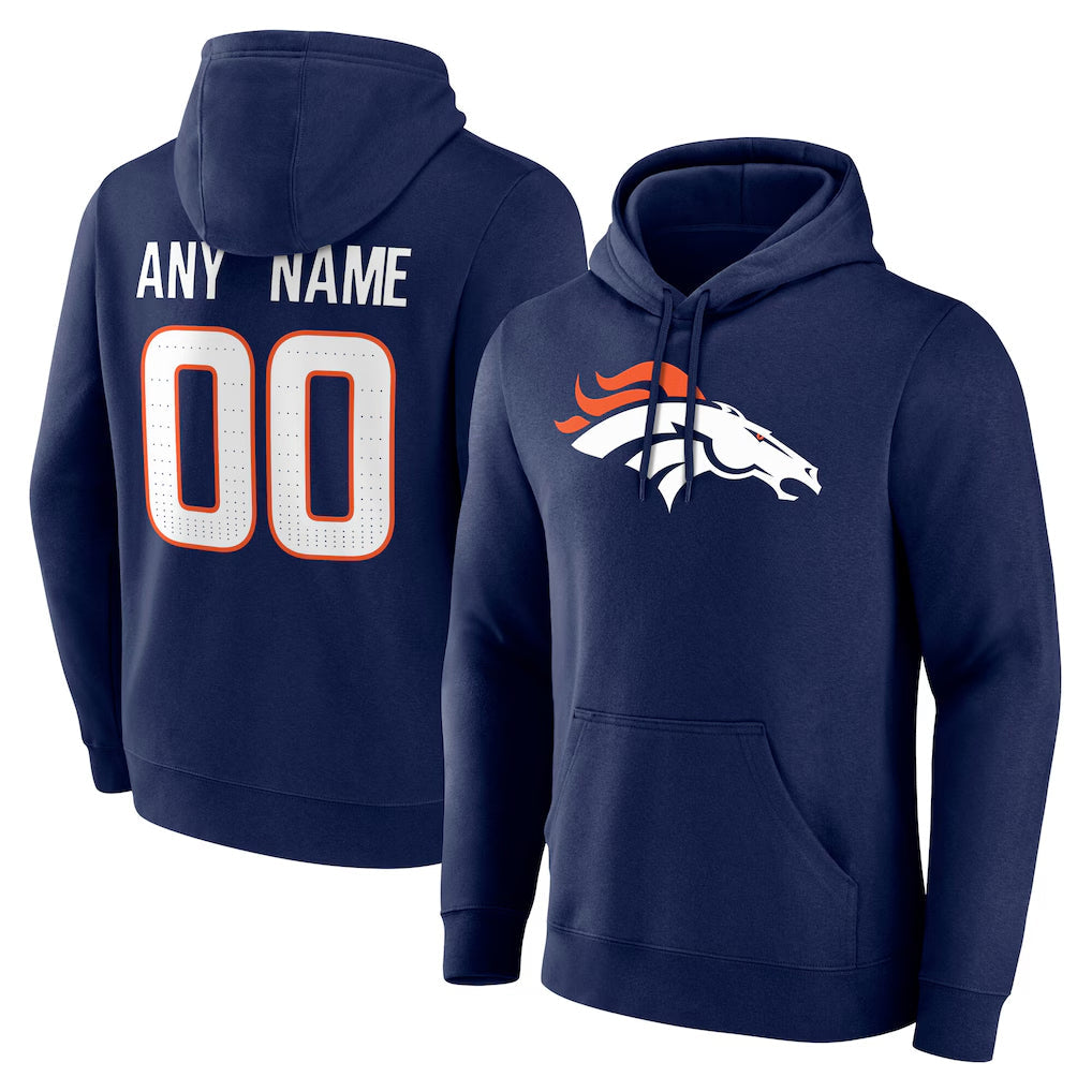 Johmsee Custom D.Broncos Navy Pullover Hoodie Limited Any Name & Numbers Stitched Jerseys