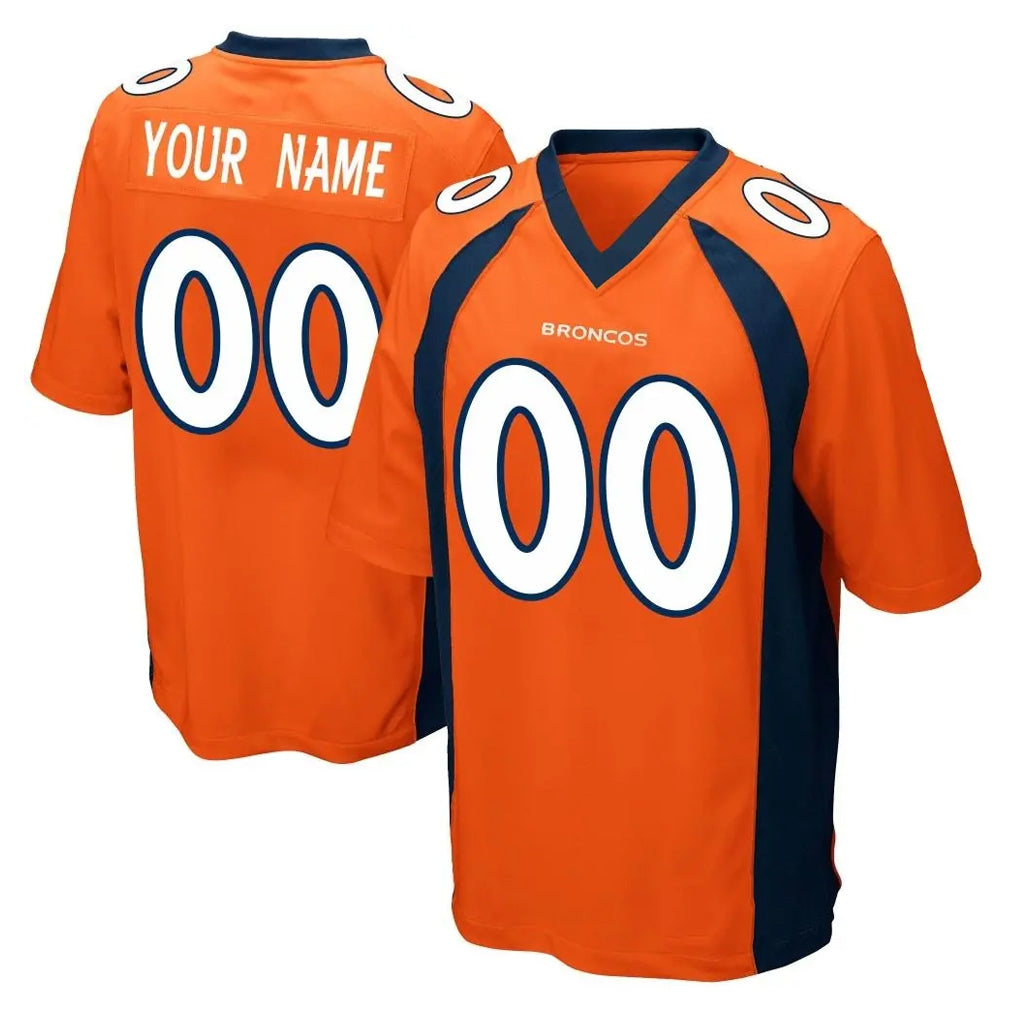 Johmsee Custom D.Broncos Orange Color Home Game Any Name & Numbers Stitched Jerseys