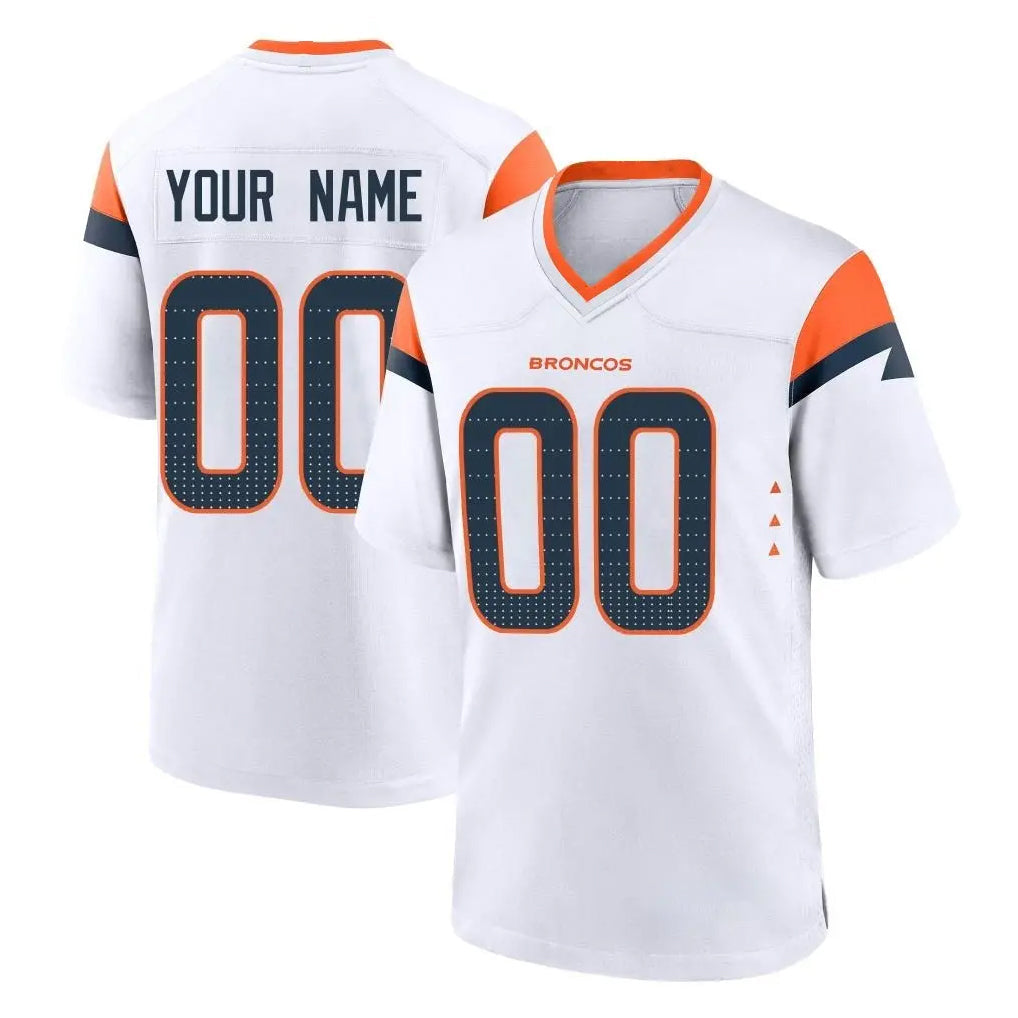 Johmsee Custom D.Broncos White Home Game Any Name & Numbers Stitched Jerseys