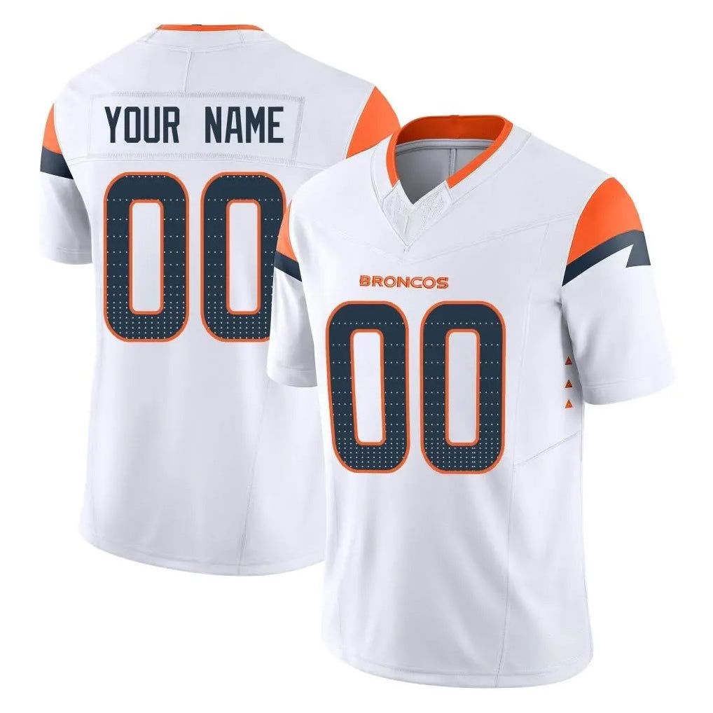 Johmsee Custom D.Broncos White Limited Vapor F.U.S.E. Home Game Any Name & Numbers Stitched Jerseys