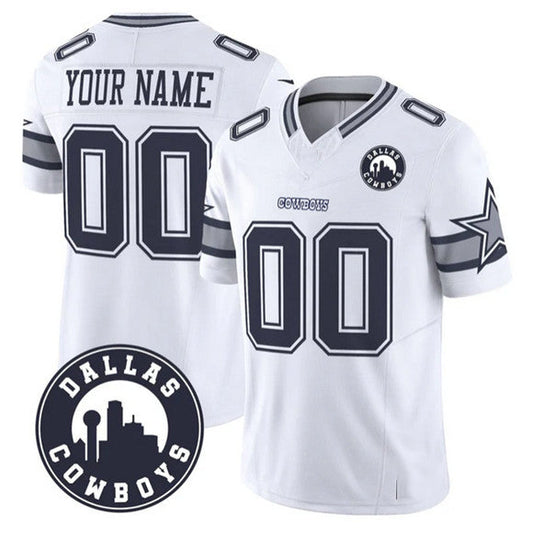 Custom D.Cowboys Active Player White 2025 F.U.S.E Dallas City Patch Vapor Untouchable Limited Football Stitched Game Jersey