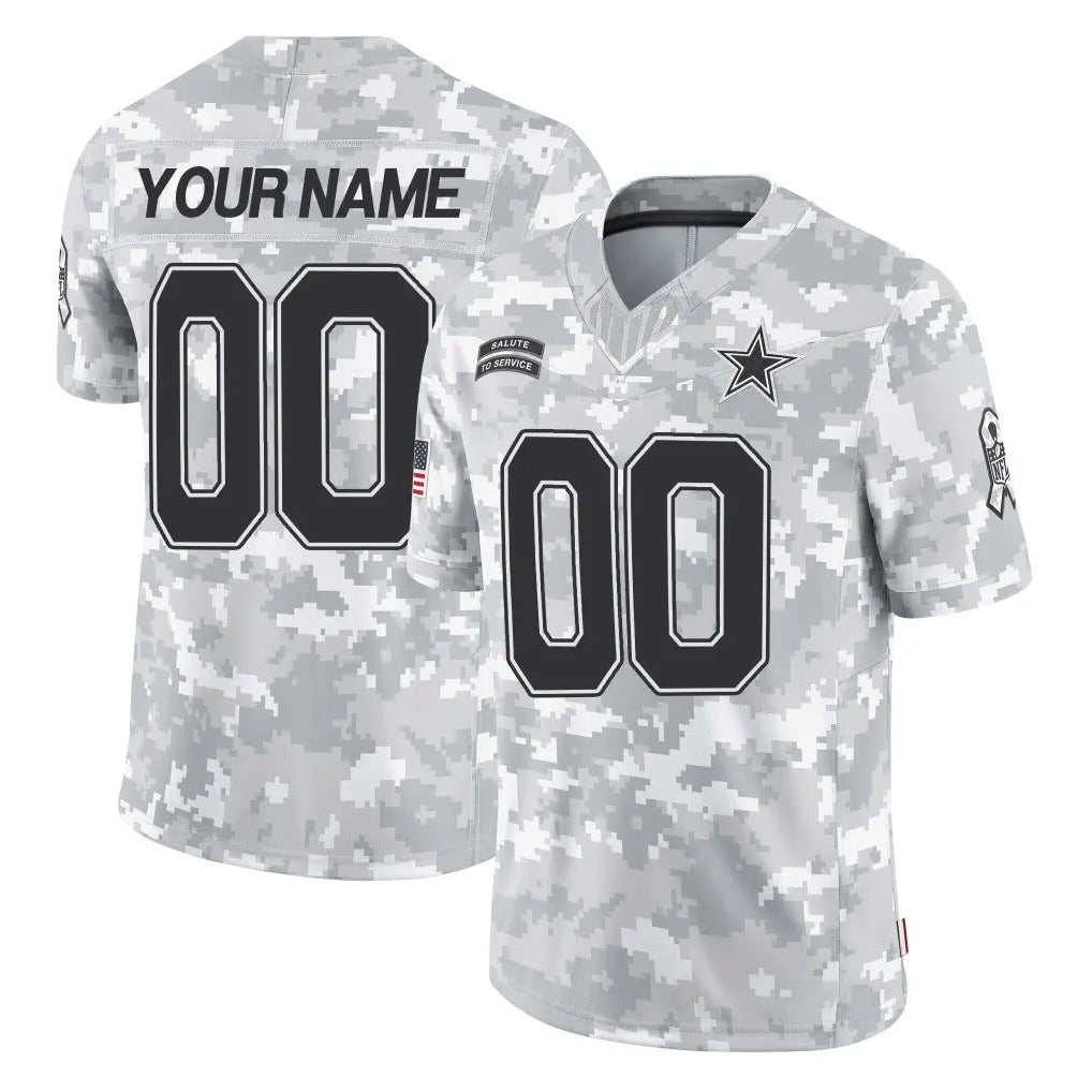 Johmsee Custom D.Cowboys Arctic Camo Salute to Service Limited Home Game Any Name & Numbers Stitched Jerseys