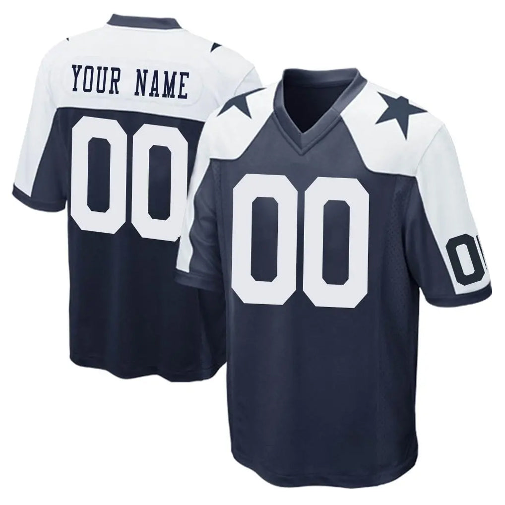 Johmsee Custom D.Cowboys Navy-White Alternate Home Game Any Name & Numbers Stitched Jerseys