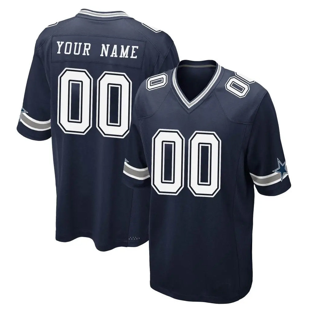 Johmsee Custom D.Cowboys Navy Home Game Any Name & Numbers Stitched Jerseys