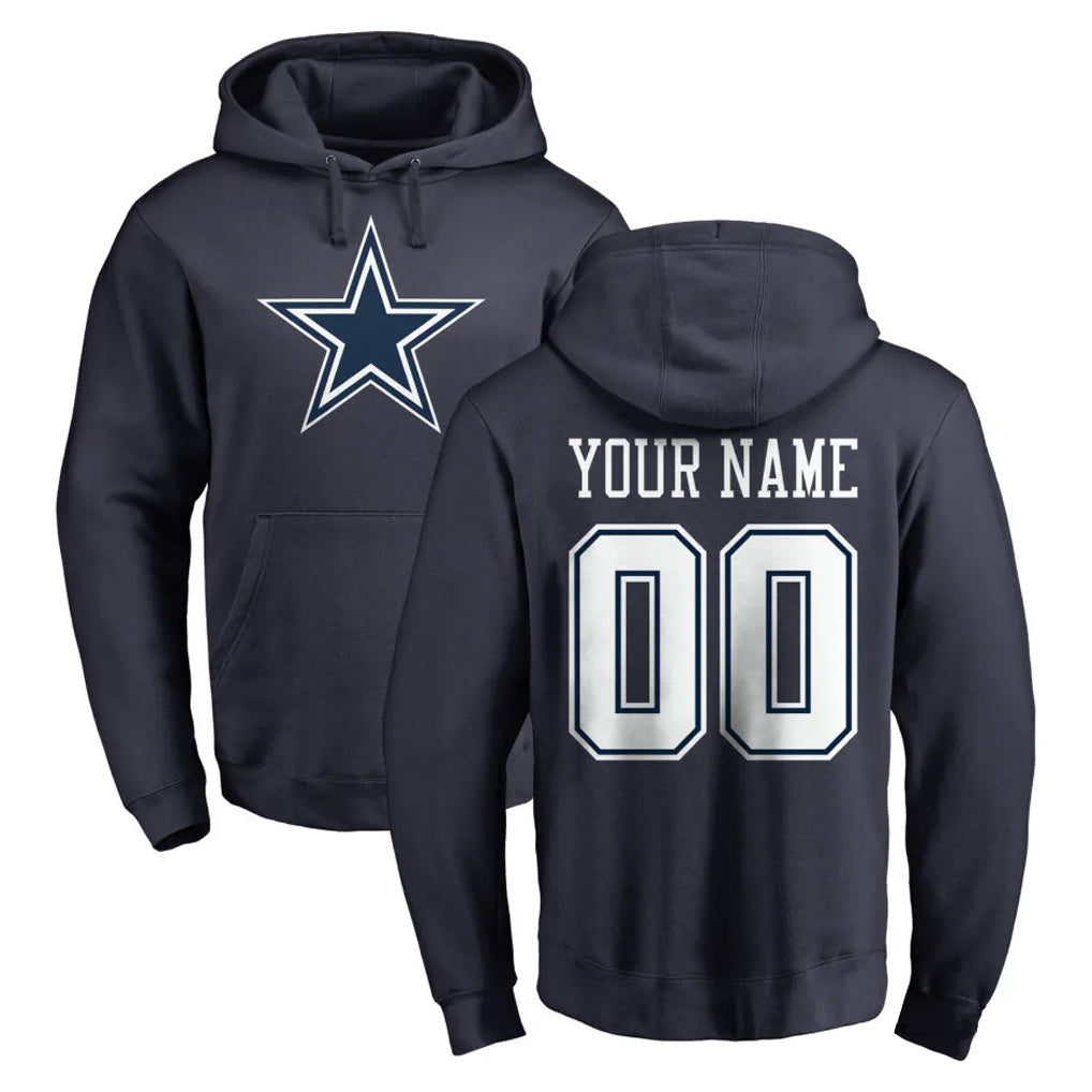 Johmsee Custom D.Cowboys Navy Pullover Hoodies Limited Any Name & Numbers Stitched Jerseys