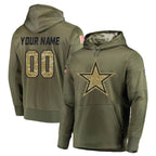 Johmsee Custom D.Cowboys Olive Salute to Service Pullover Hoodies Home Game Any Name & Numbers Stitched Jerseys