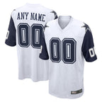 Johmsee Custom D.Cowboys White-Navy Home Game Any Name & Numbers Stitched Jerseys