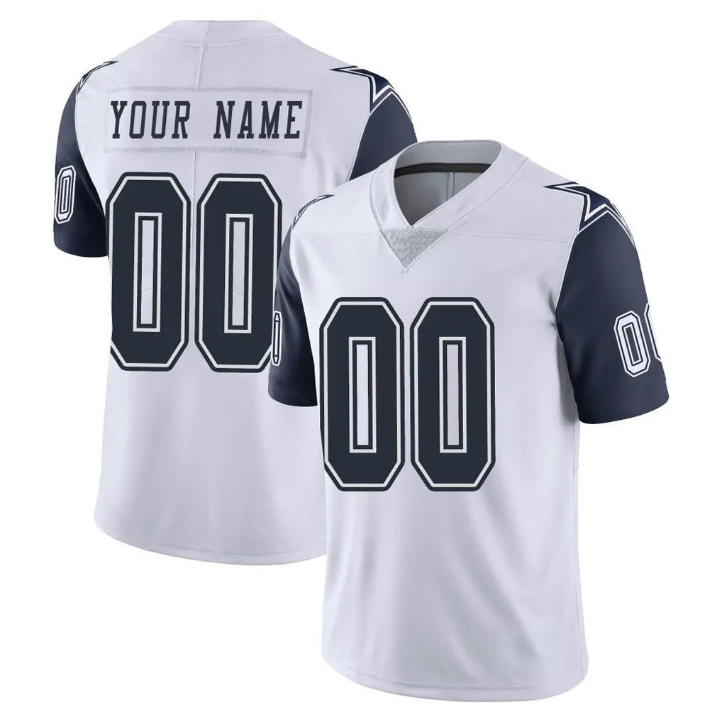 Johmsee Custom D.Cowboys White-Navy Limited Color Rush Vapor Untouchable Home Game Any Name & Numbers Stitched Jerseys