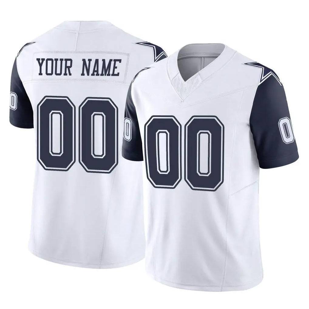 Johmsee Custom D.Cowboys White-Navy Limited Vapor F.U.S.E. Home Game Any Name & Numbers Stitched Jerseys