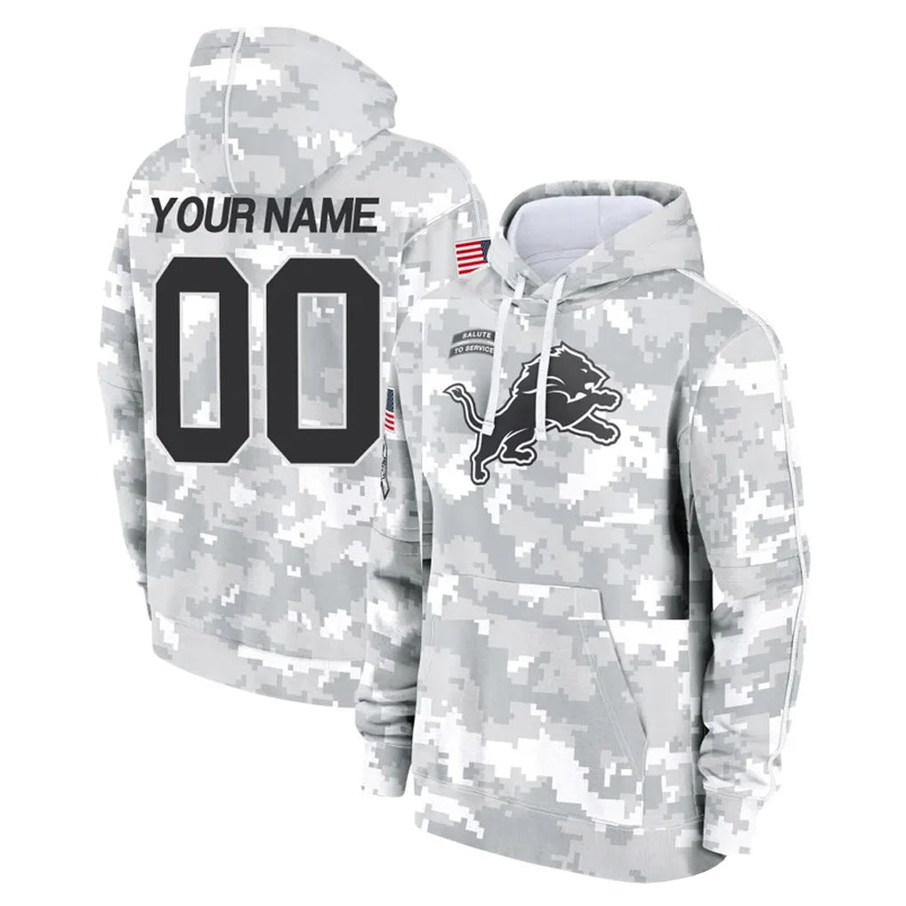 Johmsee Custom D.Lions Arctic Camo Salute to Service Hoodies Limited Game Any Name & Numbers Stitched Jerseys
