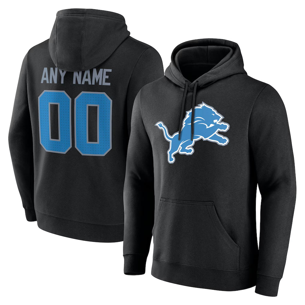Johmsee Custom D.Lions Black Pullover Hoodies Limited Any Name & Numbers Stitched Jerseys