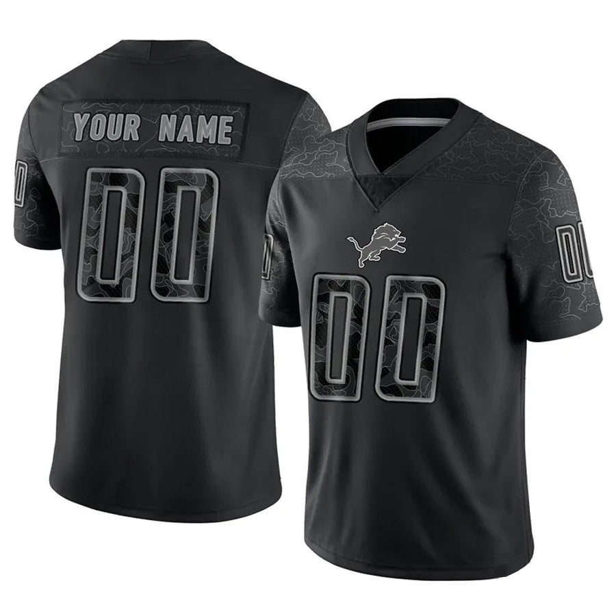 Johmsee Custom D.Lions Black RFLCTV Limited Stitched Jerseys