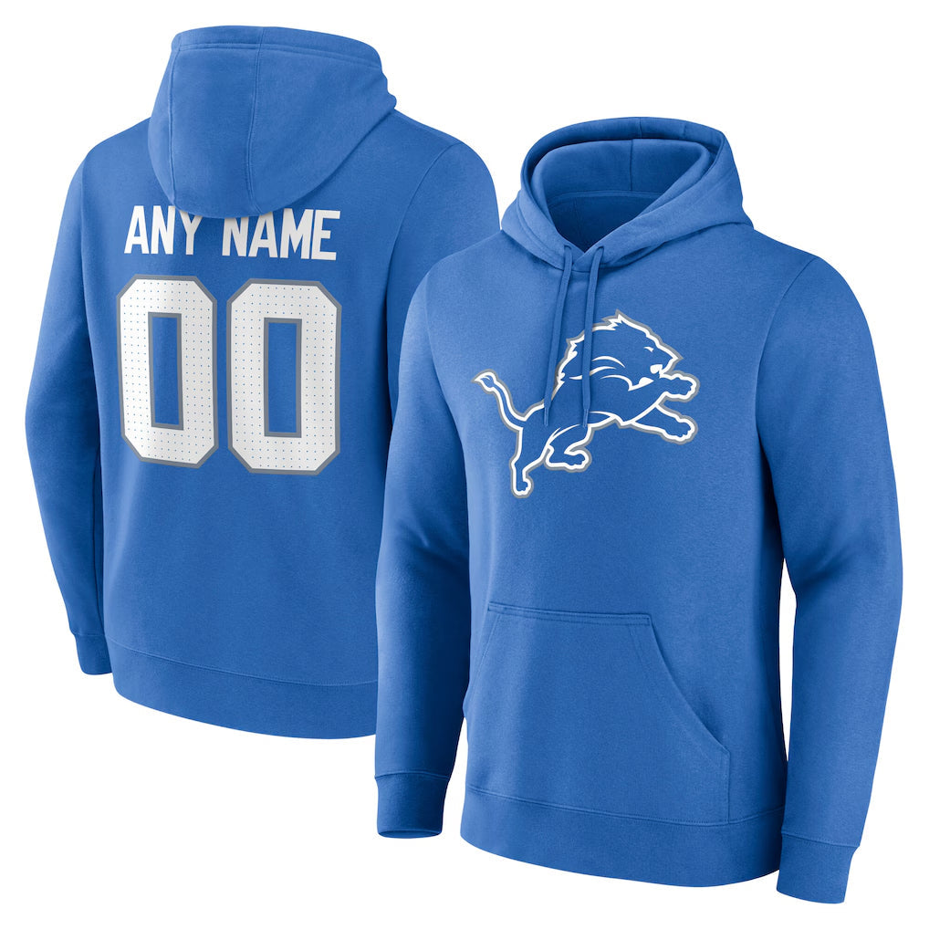 Johmsee Custom D.Lions Blue Pullover Hoodies Limited Any Name & Numbers Stitched Jerseys