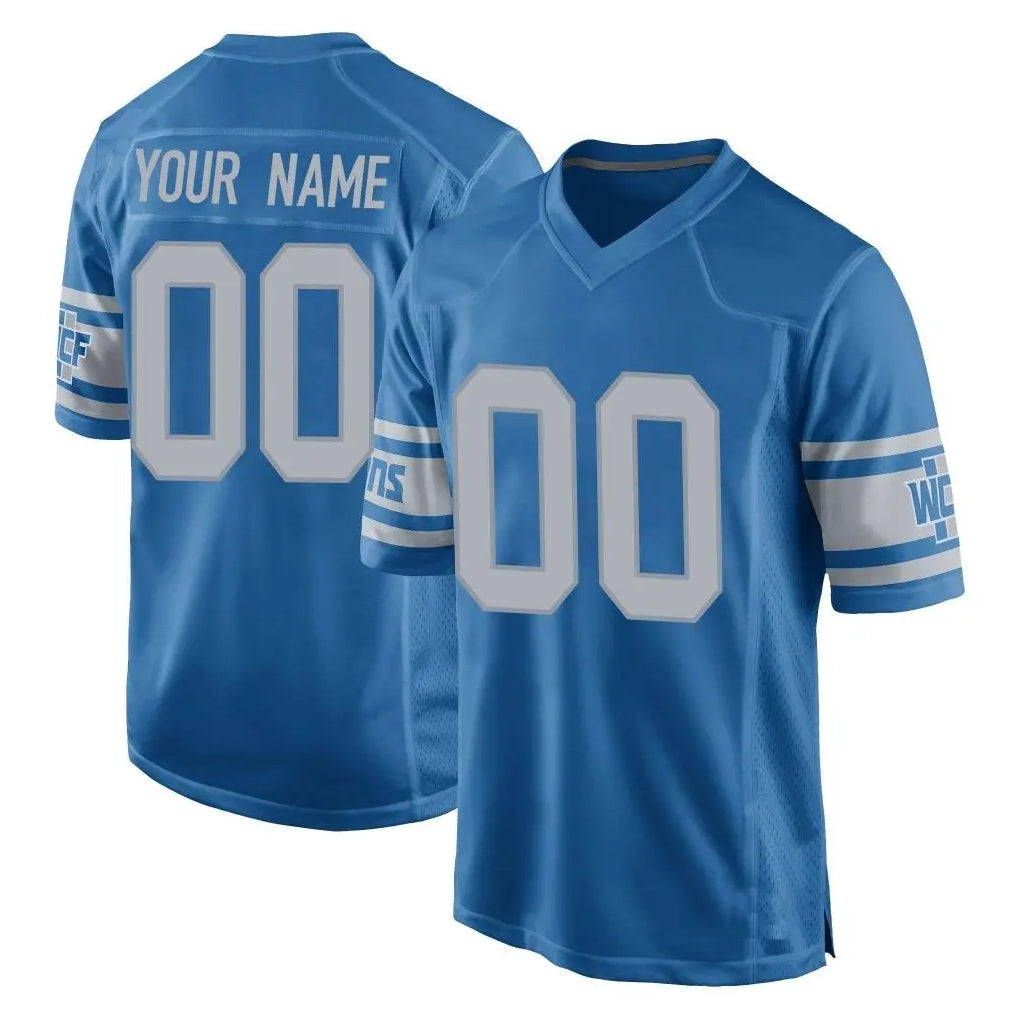 Johmsee Custom D.Lions Blue Vapor Untouchable Throwback Game Any Name & Numbers Stitched Jerseys