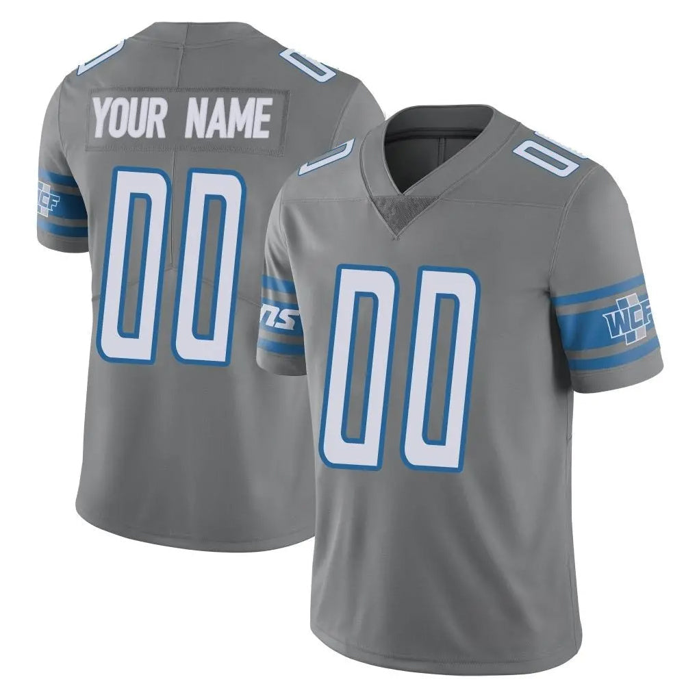 Johmsee Custom D.Lions Gray Vapor Untouchable Limited Home Game Any Name & Numbers Stitched Jerseys