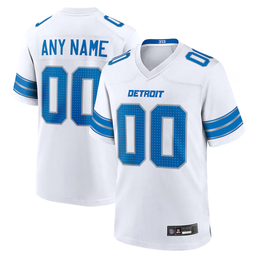 Johmsee Custom D.Lions White Home Game Stitched Jerseys